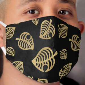 Black and Gold Animal Crossing New Horizon Leaf Cloth Face Mask
