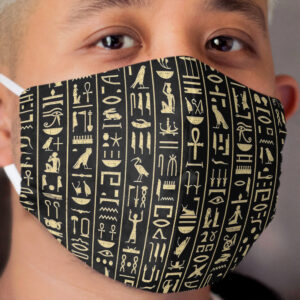 Black & Gold Hieroglyphics Cloth Face Mask