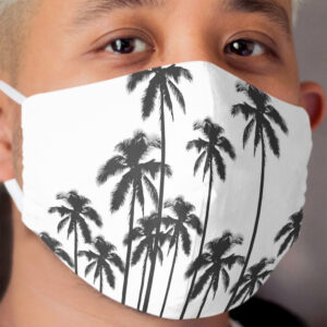Black and White Exotic Tropical Palm Trees Cloth Face Mask
