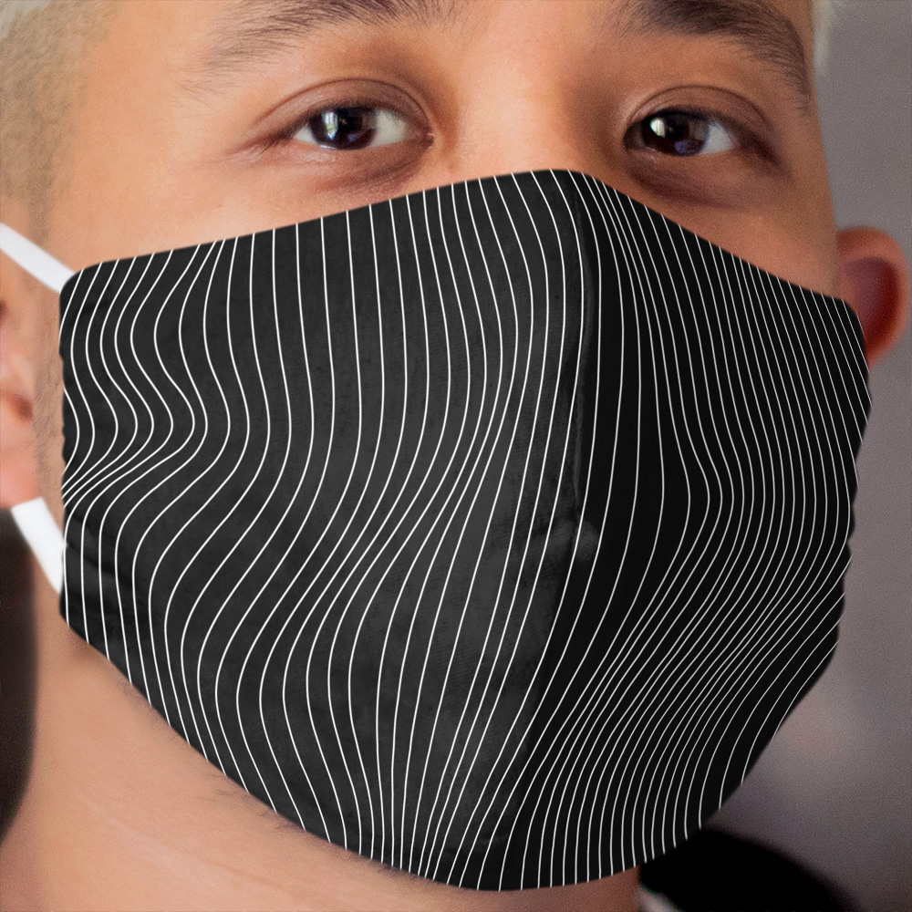 Black and White Illusion Waves Pattern 2 Cloth Face Mask