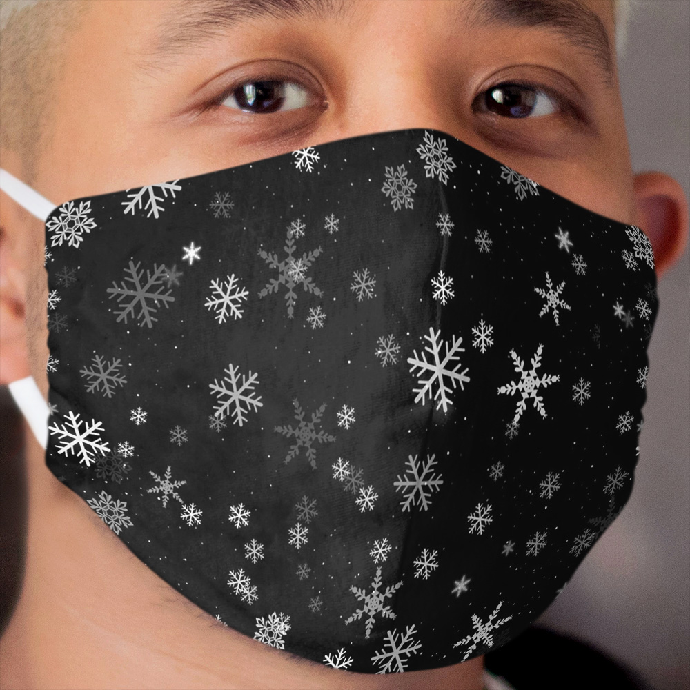Black and White Snowflakes Winter Pattern Cloth Face Mask