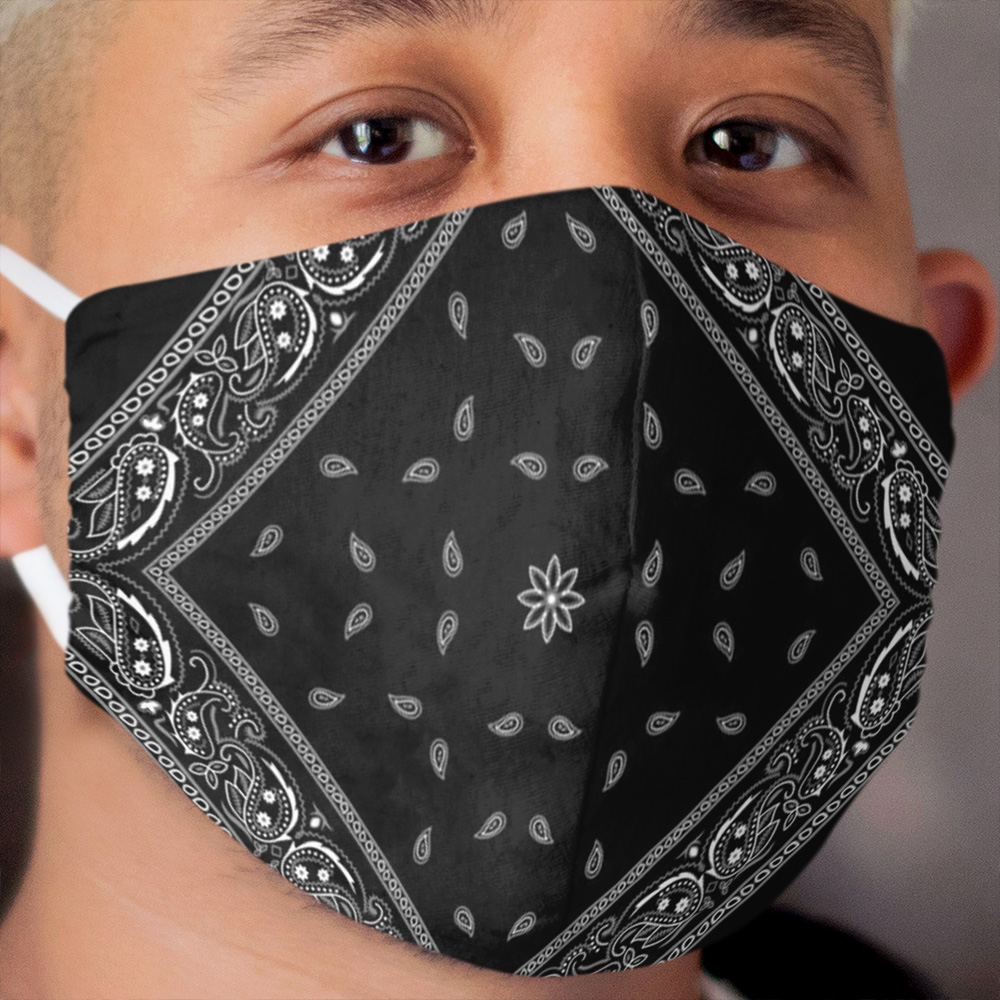Black Bandana Cloth Face Mask