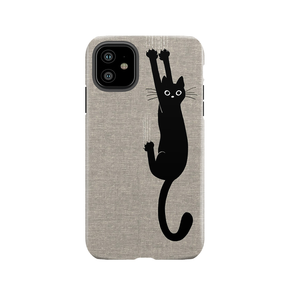 Black Cat Holding On Tough Phone Case