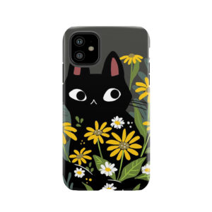 Black Cat With Flowers Tough Phone Case