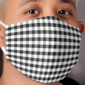 Black Gingham Cloth Face Mask