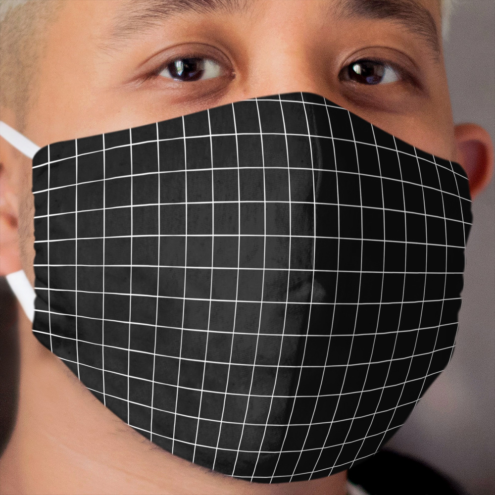 Black Grid Cloth Face Mask