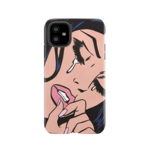 Black Hair Crying Comic Girl Tough Phone Case