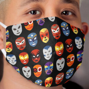 Black Lucha Libre Cloth Face Mask Pattern | Luchador Cloth Face Mask | Mexican Wrestling Cloth Face Mask | Mexico Wrestler Cloth Face Mask