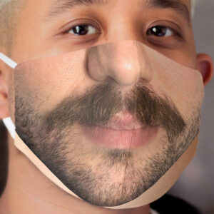 Black Moustache and Stubble Beard Cloth Face Mask