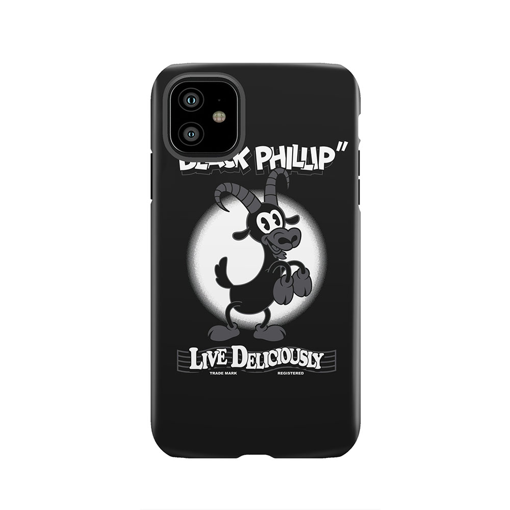 Black Phillip - Live Deliciously - Vintage Cartoon Goat Tough Phone Case