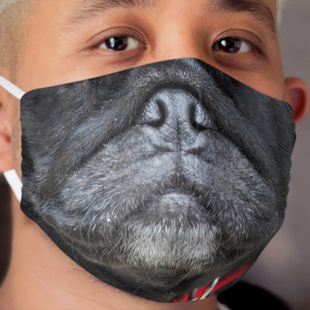 Black Pug Nose and Mouth ~ Cute and Funny Animal Medical Cloth Face Masks ~ 1 Cloth Face Mask