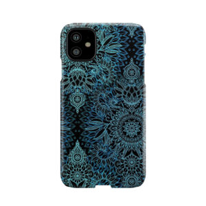 Black, Teal & Aqua Protea Doodle Pattern Phone Case