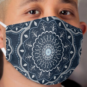 Black White Blue Mandala Cloth Face Mask
