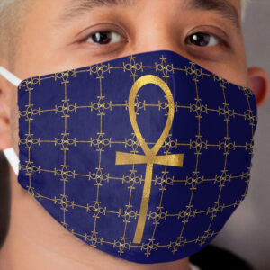Blue and Gold Egyptian Ankh - Key Of Life Cloth Face Mask