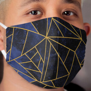 Blue and Gold Modern Geometric Colors Cloth Face Mask