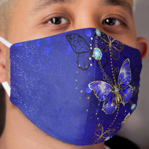 Blue Background with Sapphire Butterfly Cloth Face Mask