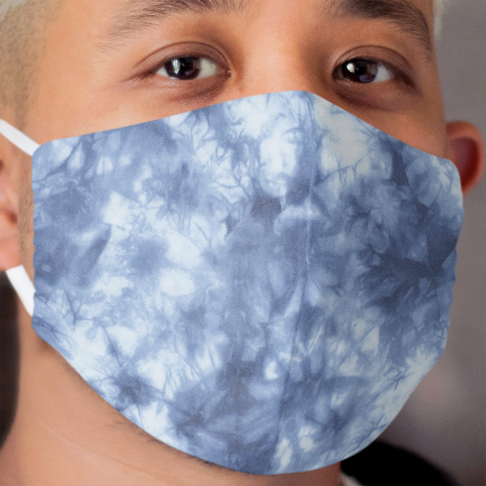 Blue Boho Tie Dye Pattern Cloth Face Mask
