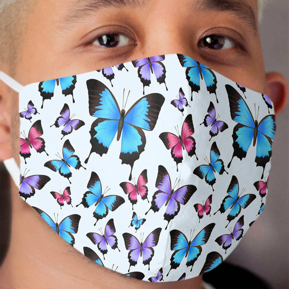 Blue Butterfly Pattern | Pink Butterflies Pattern | Cute Butterfly Cloth Face Mask | Funny Butterfly Home Decor Cloth Face Mask