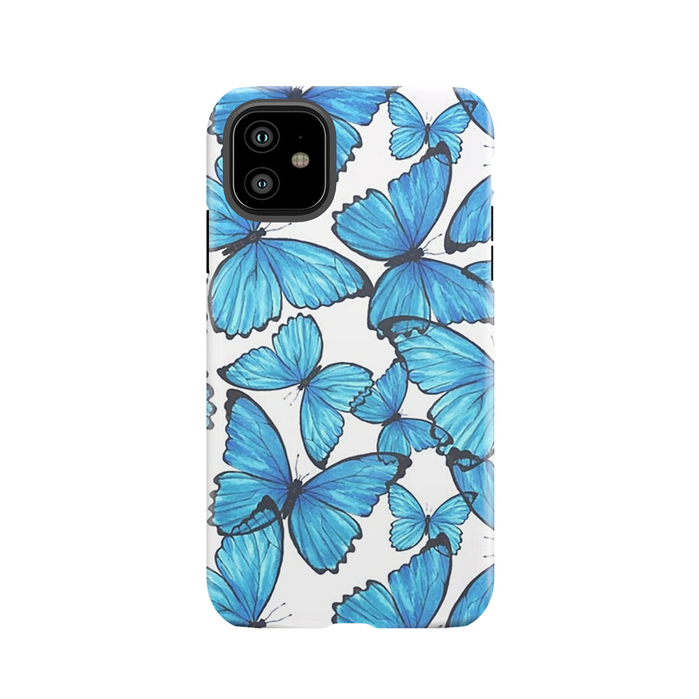 Blue Butterfly Pattern Tough Phone Case