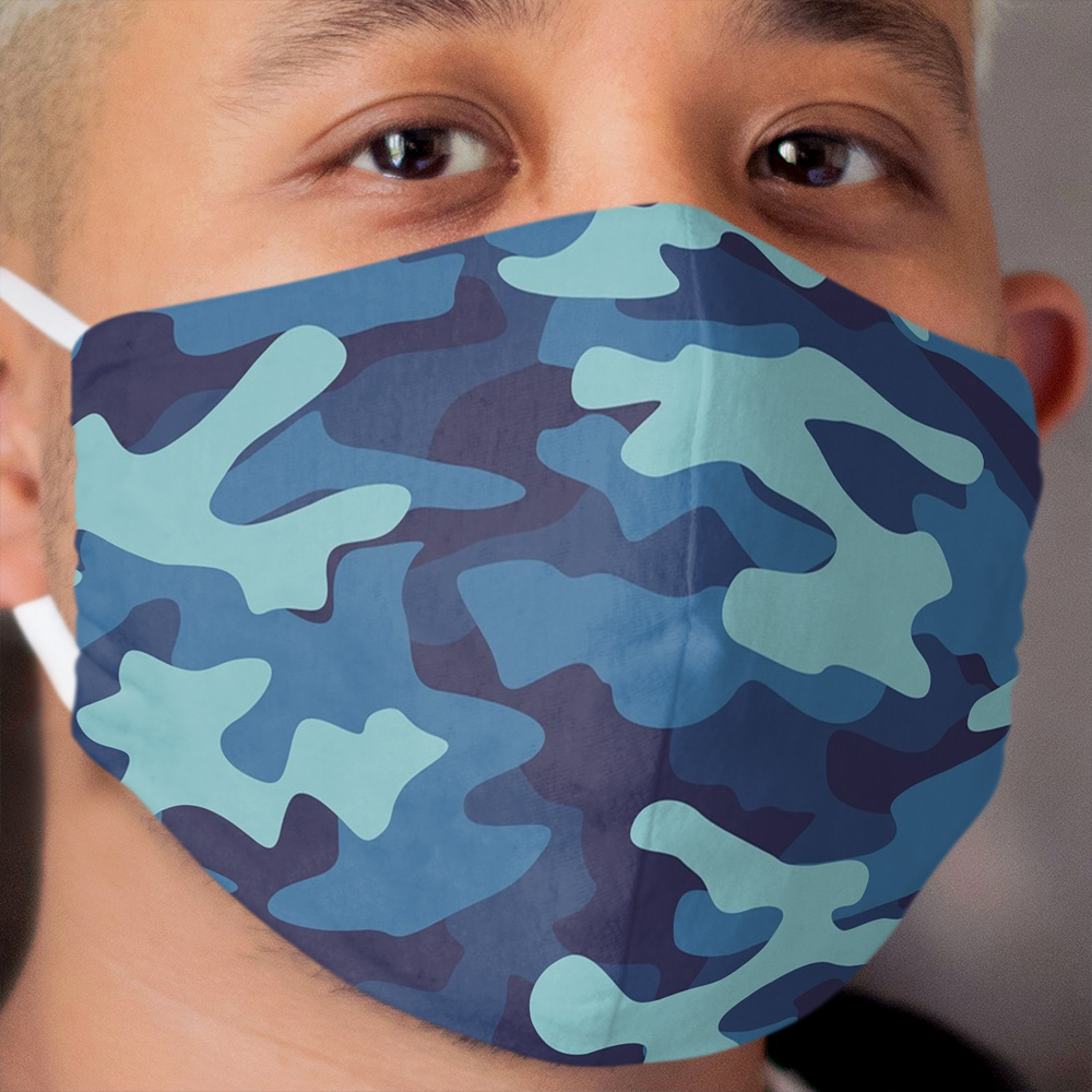 Blue Camouflage Cloth Face Mask