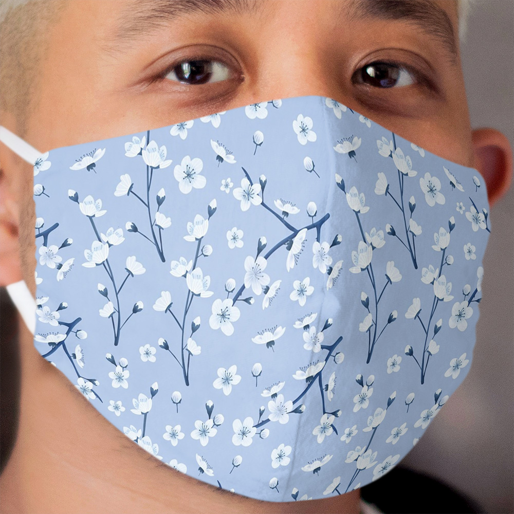Blue cherry blossom Cloth Face Mask
