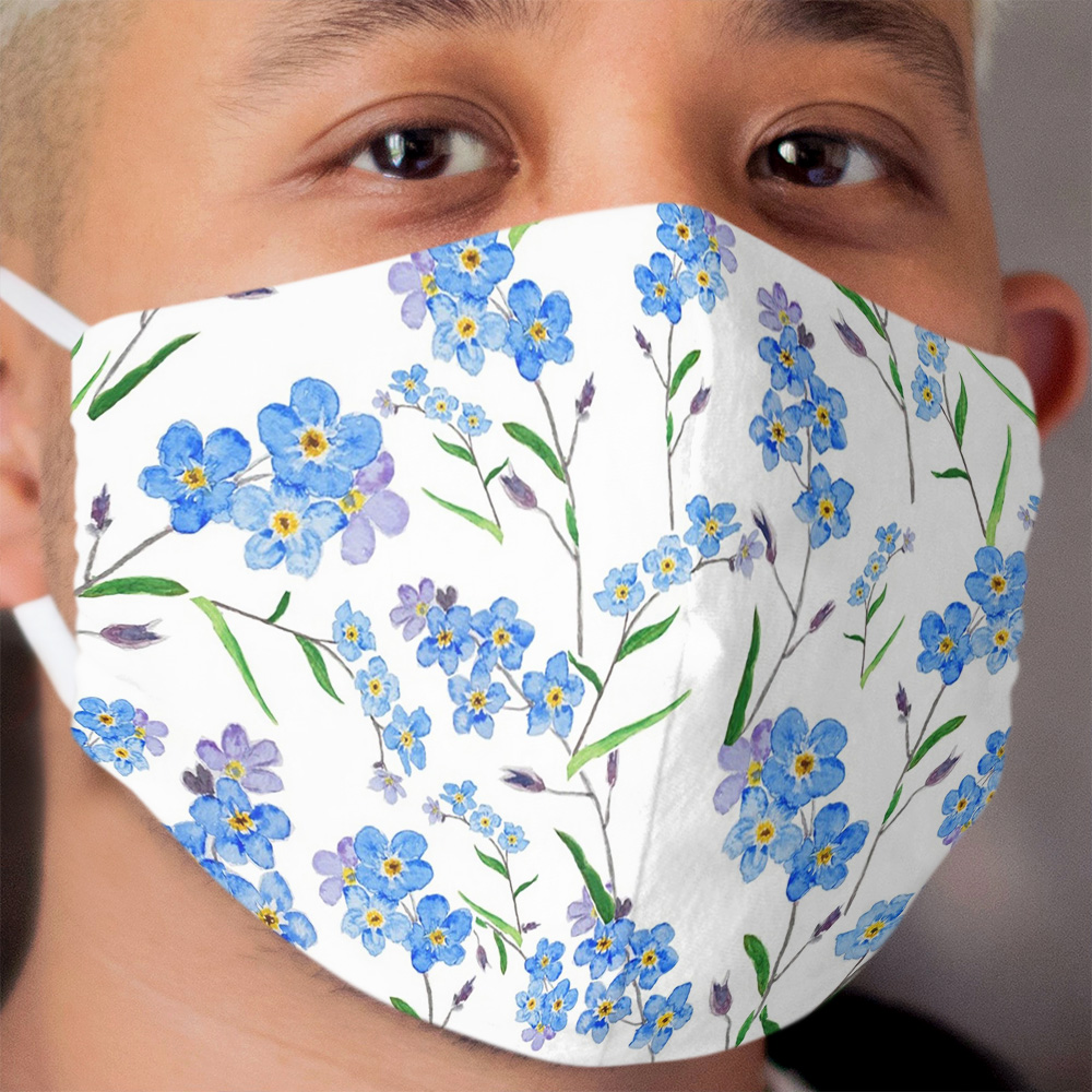 blue forget me not pattern Cloth Face Mask