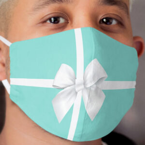 Blue Gift Box White Bow Cloth Face Mask