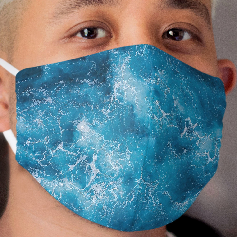 Blue Ocean Waves Cloth Face Mask 3