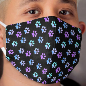 Blue Purple Galaxy Paw Prints Cloth Face Mask