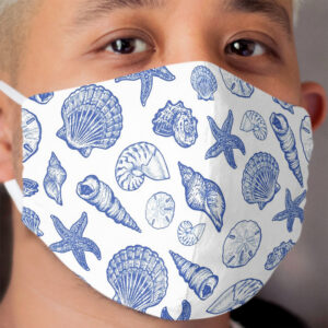Blue Seashell Print Cloth Face Mask