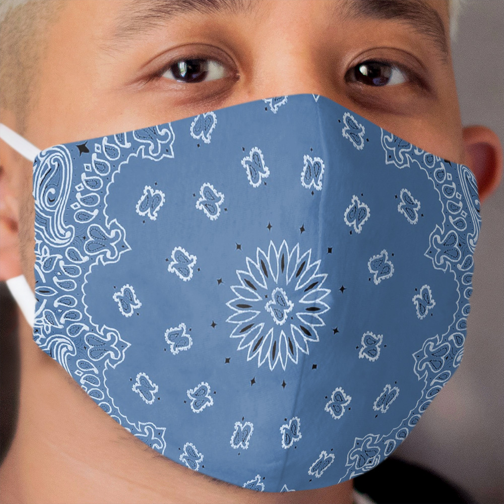 Blue Streetwear Paisley Bandana Pattern Cloth Face Mask