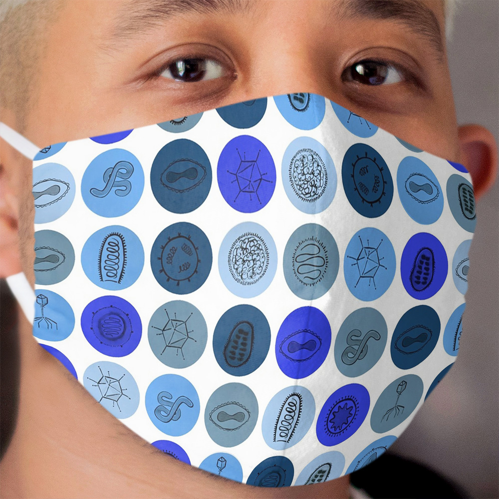 Blue Virus Dots Cloth Face Mask