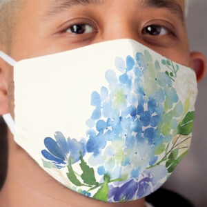 Blue Watercolor Hydrangea Cloth Face Mask