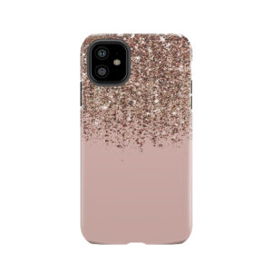 Blush Pink Rose Gold Bronze Cascading Glitter Tough Phone Case