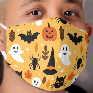 Boo Cats Halloween Night Pattern Art Cloth Face Mask