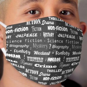 Book Genres Typographic Print Cloth Face Mask