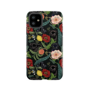 Botanical And Black Pugs Tough Phone Case