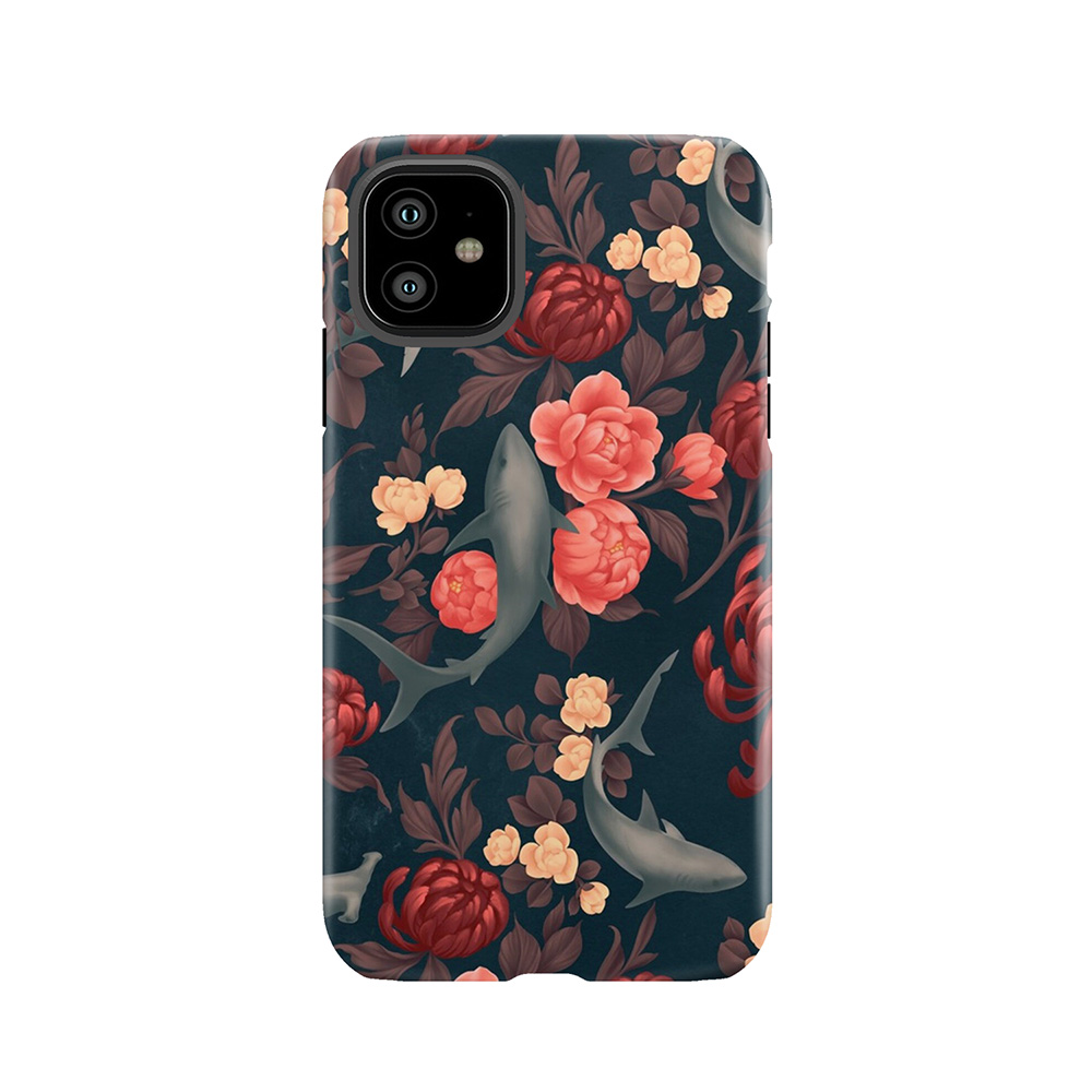 Botanical Shark (Red And Blue) Tough Phone Case