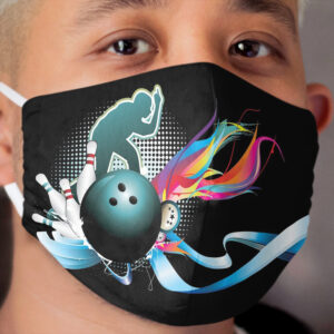 Bowling image bowler and pins face Cloth Face Mask