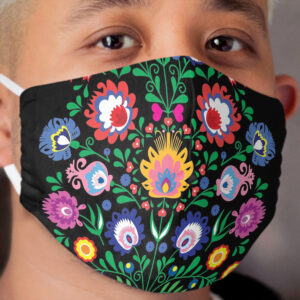 Brand new folk composition on black bg Cloth Face Mask