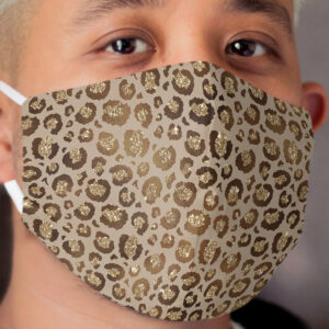Brown & Gold Glitter Leopard Cloth Face Mask