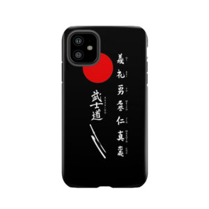 Bushido And Japanese Sun (White Text) Tough Phone Case
