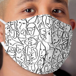 Call Me By Your Name Elios Faces in Black Outlines on White CMBYN Cloth Face Mask