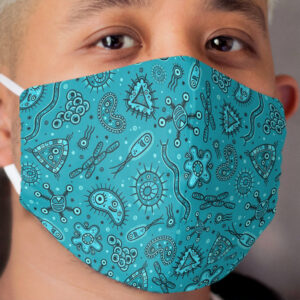 Cartoon Microbes - Teal Cloth Face Mask