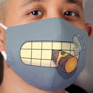 Cartoon Robot Smoking Cloth Face Mask // Funny Mouth, Sci-fi Cloth Face Mask