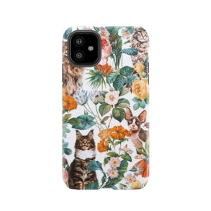 Cat And Floral Pattern Iii Tough Phone Case