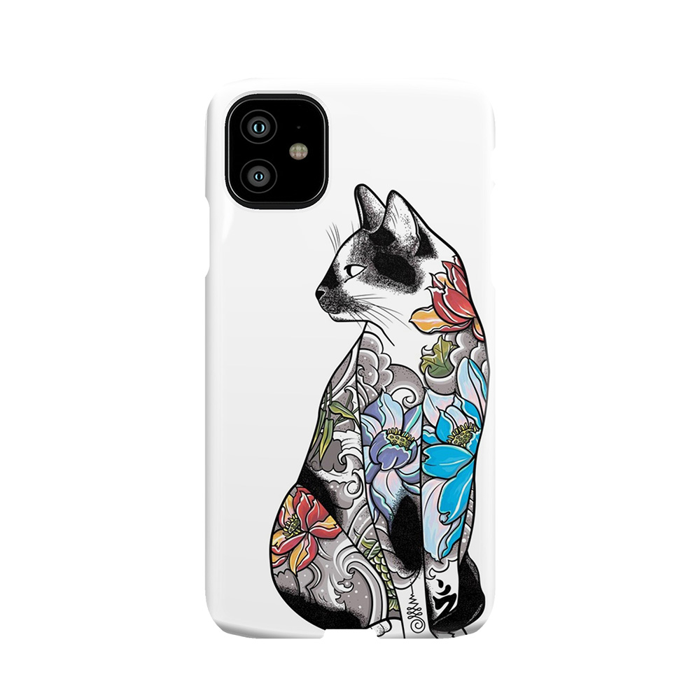 Cat In Lotus Tattoo Phone Case