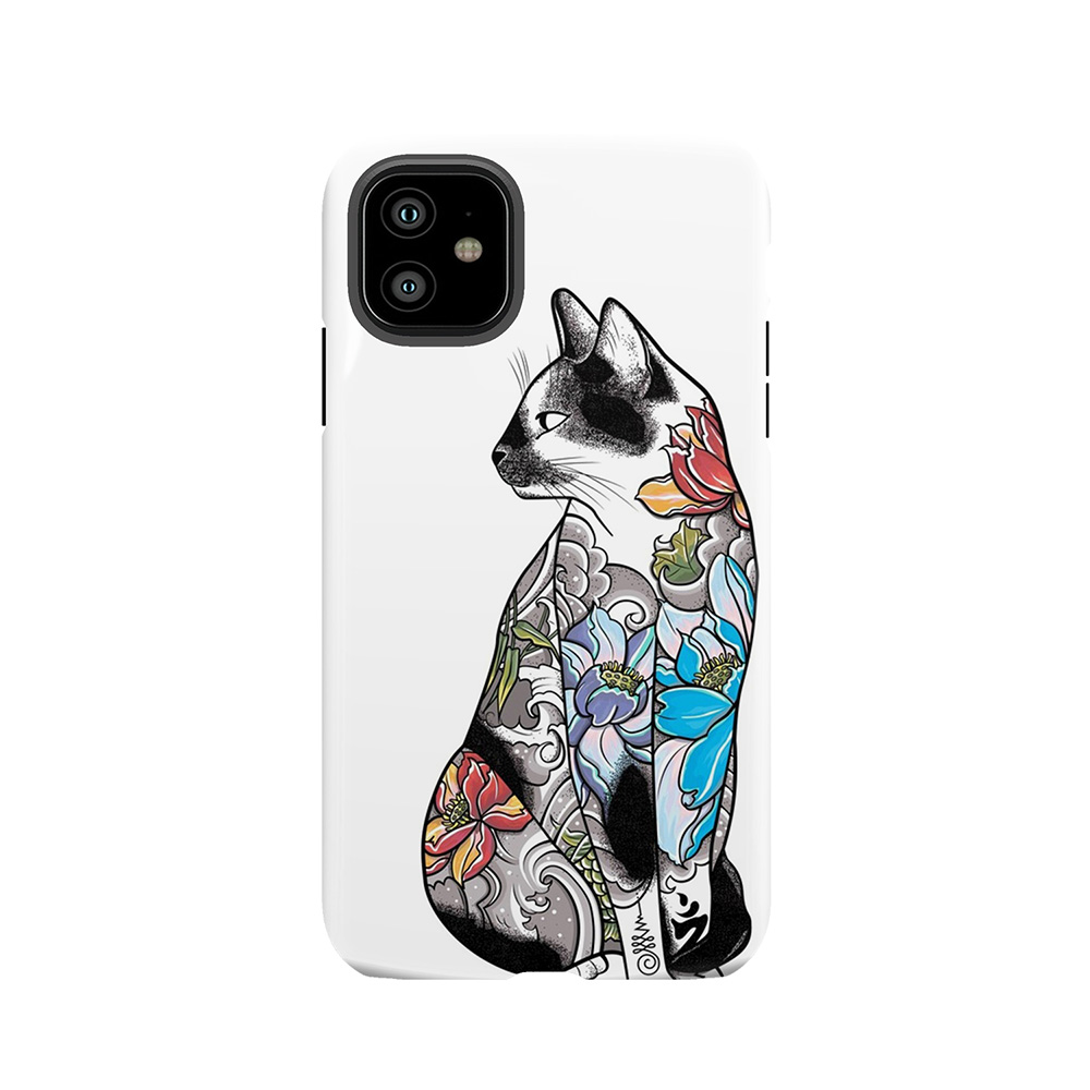 Cat In Lotus Tattoo Tough Phone Case