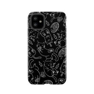Cat Party (White On Black) Tough Phone Case