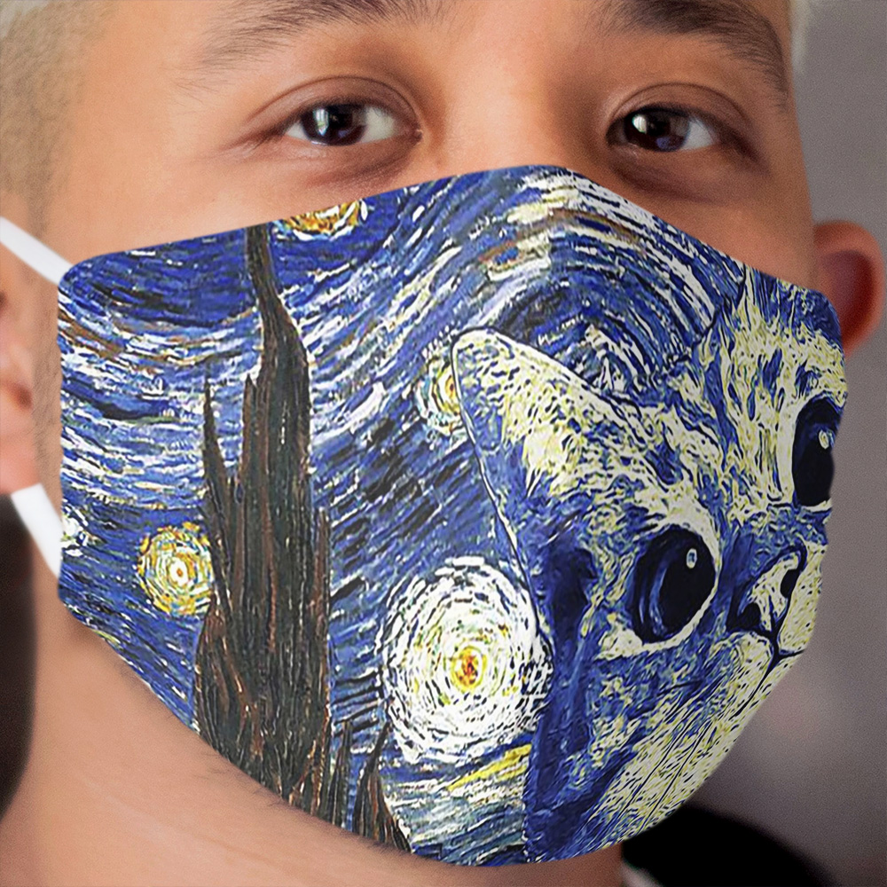 Cat Van Gogh style Cat Oil Painting Cloth Face Mask